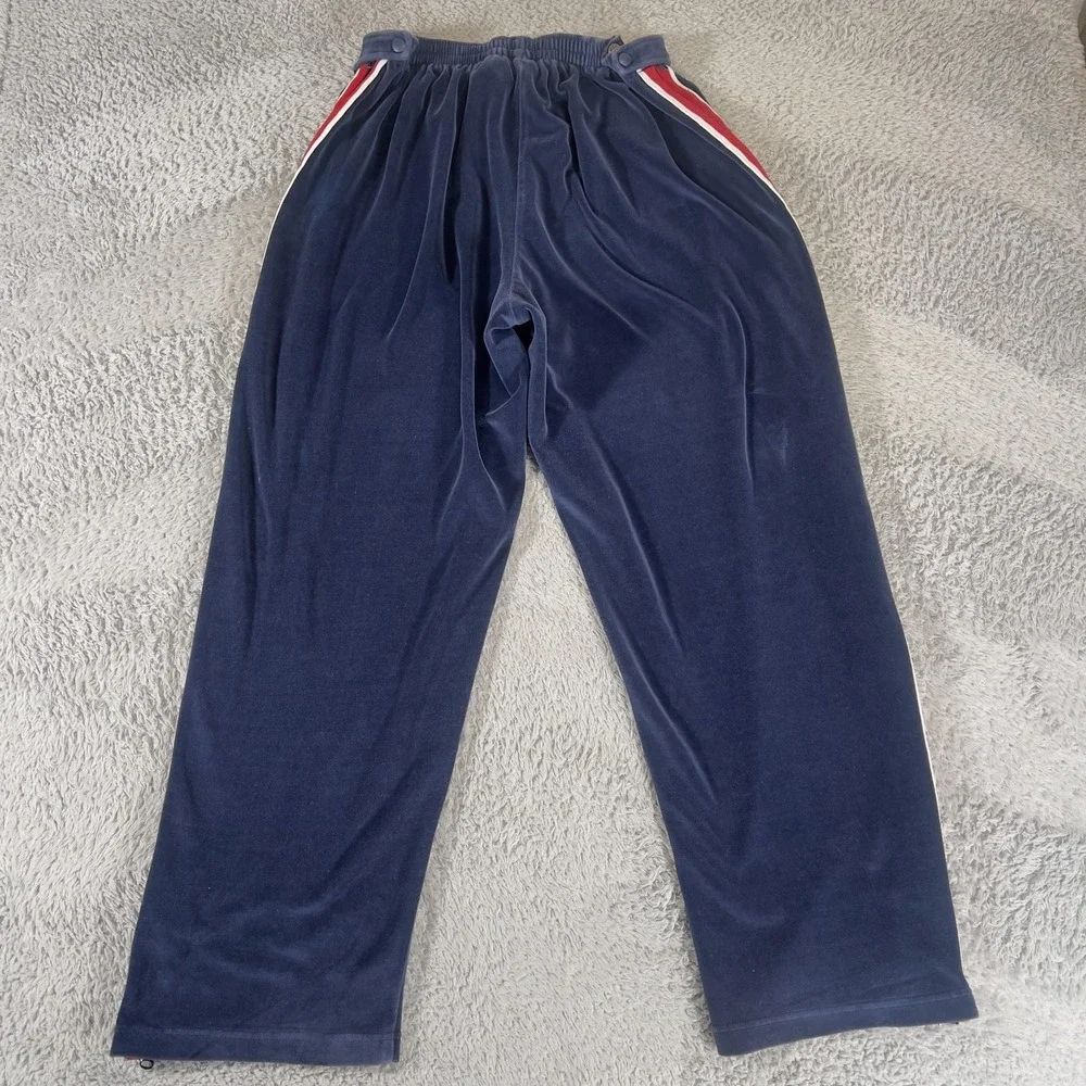 Vintage Nike Team Sports Velour Tearaway Track Pants Mens L Navy Blue Side Zip